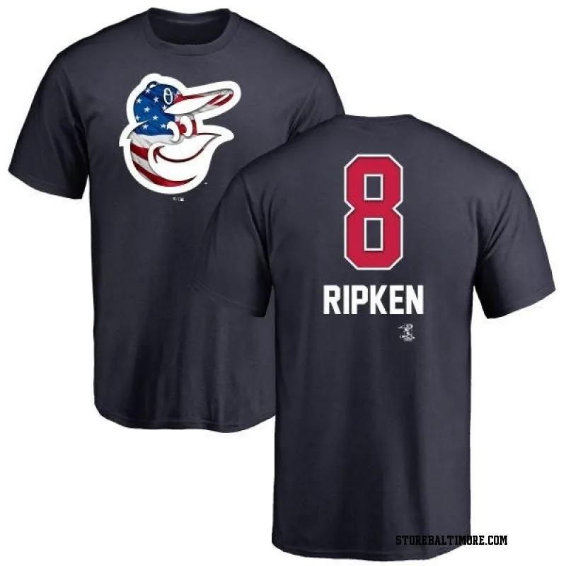 Navy Men's Cal Ripken Baltimore Orioles Name and Number Banner Wave T-Shirt