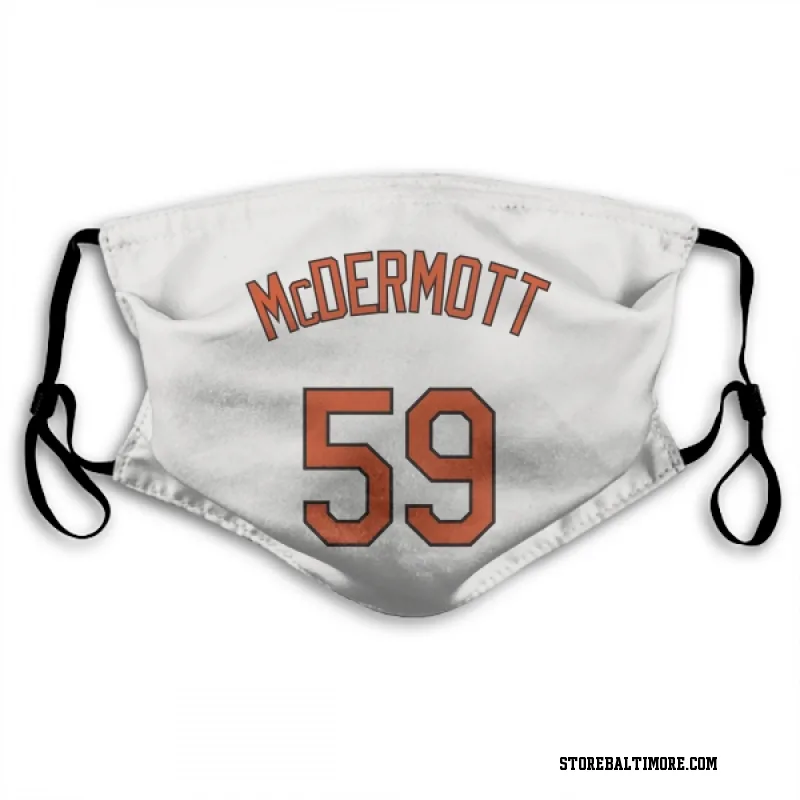 White Baltimore Orioles  Chayce McDermott  Face Mask (With 2 Free PM2.5 Filters)
